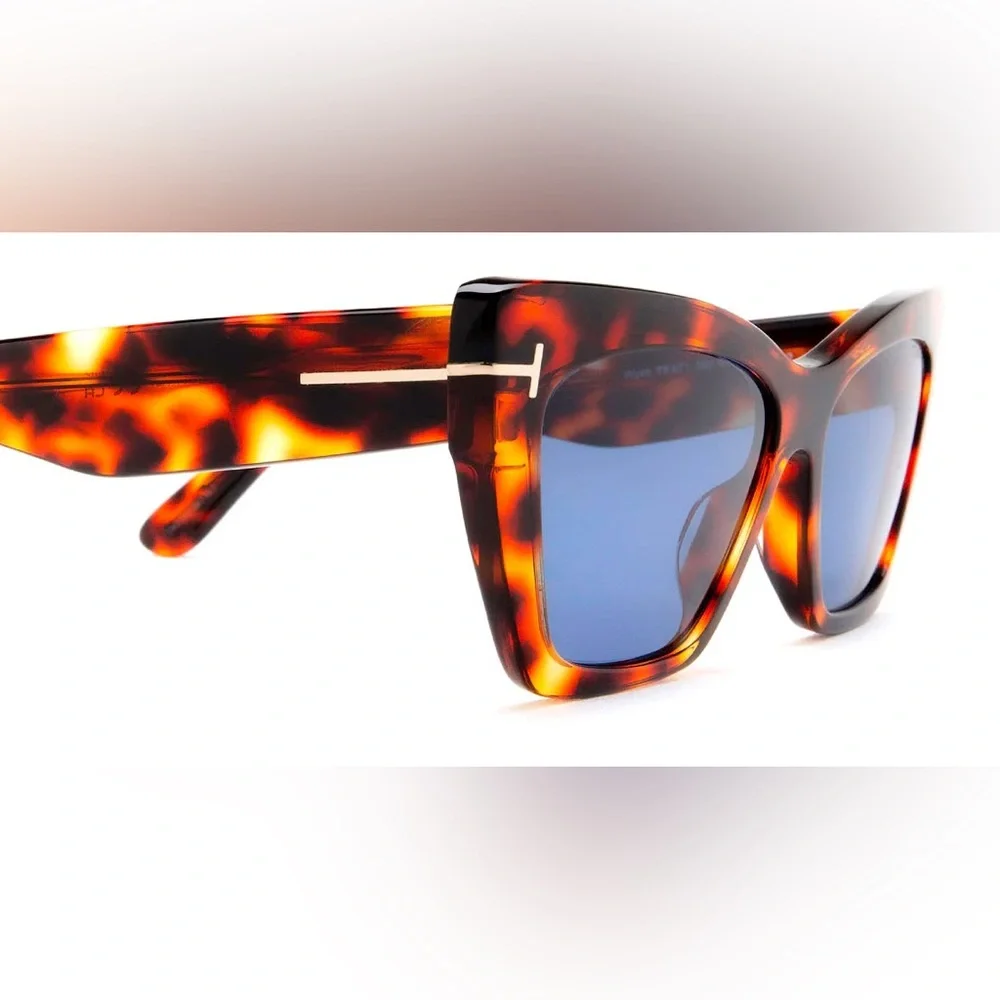 NEW FT0871/S 55V TOM FORD WYATT TF871 55V WOMEN HAVANA BLUE CAT EYE SUNGLASSES - Picture 5 of 10